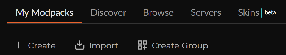 CurseForge My Modpacks screen with Import button highlighted.